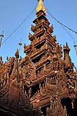 Myanmar - Mandalay, Shwe In Bin Kyaung a wonderful example of the Burmese unique teak architecture and wood-carving art. 